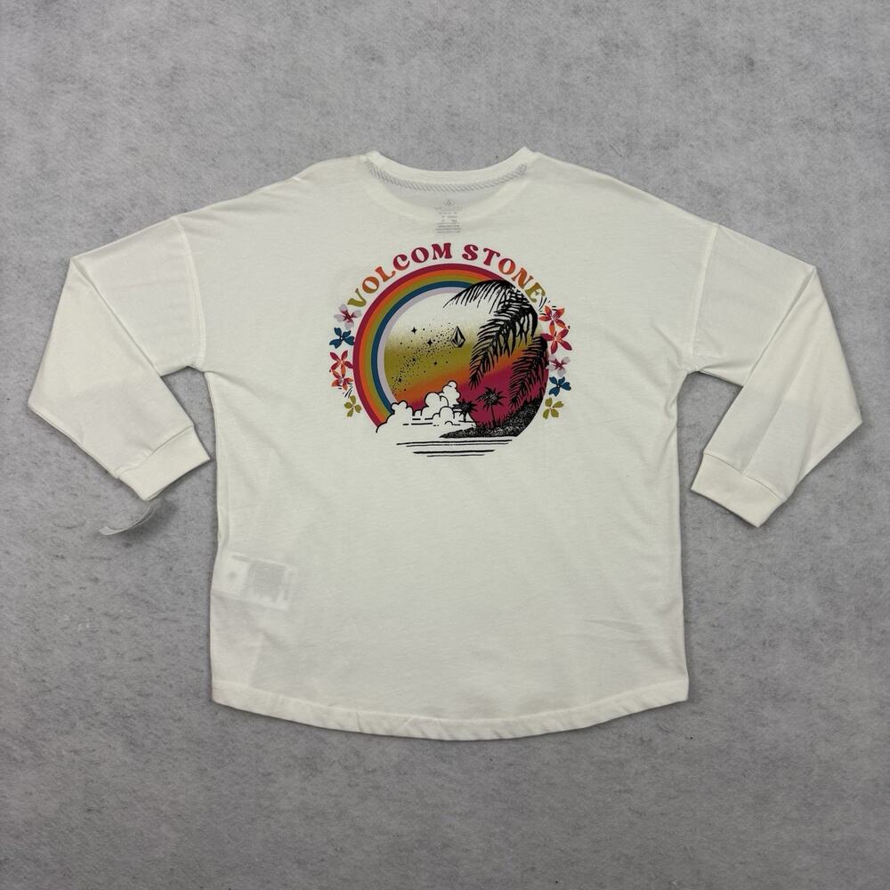 Volcom Werkin Doubles Tee Girls Size M White Organic Cotton Oversized NWT - Picture 4 of 8